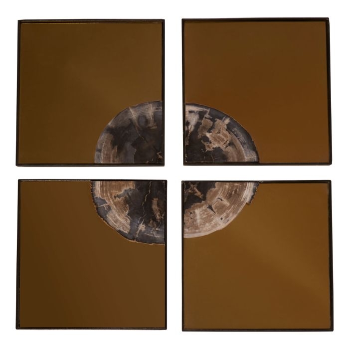 Ripley Square 4pcs Mosaic Effect Wall Mirror In Warm Copper Frame