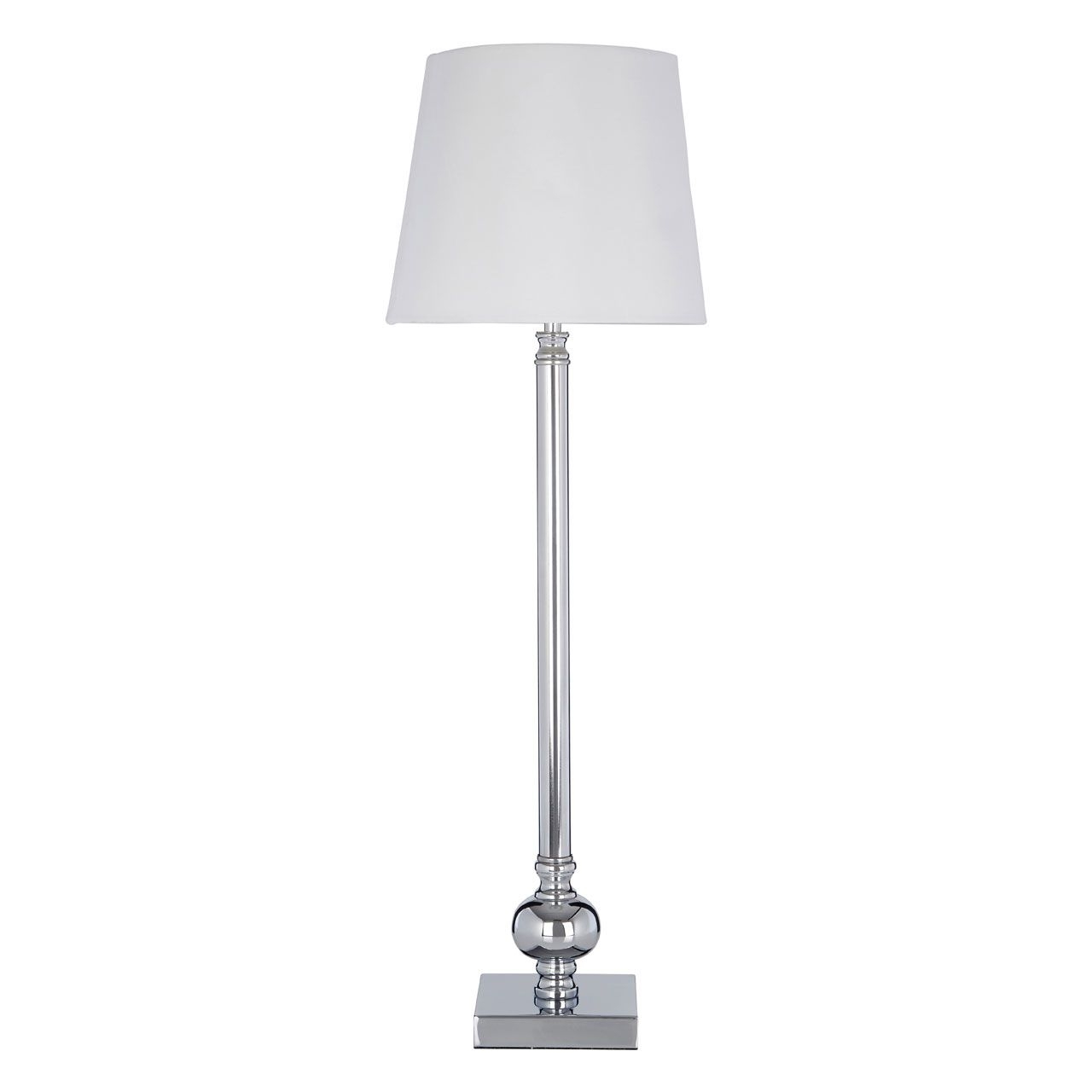 Urusla White Fabric Shade Table Lamp With Chromed Metal Base