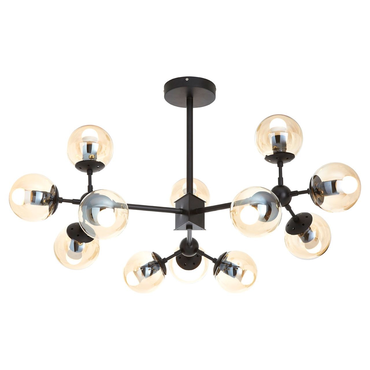 Abira 12 Glass Shades Ceiling Pendant Light In Matt Black