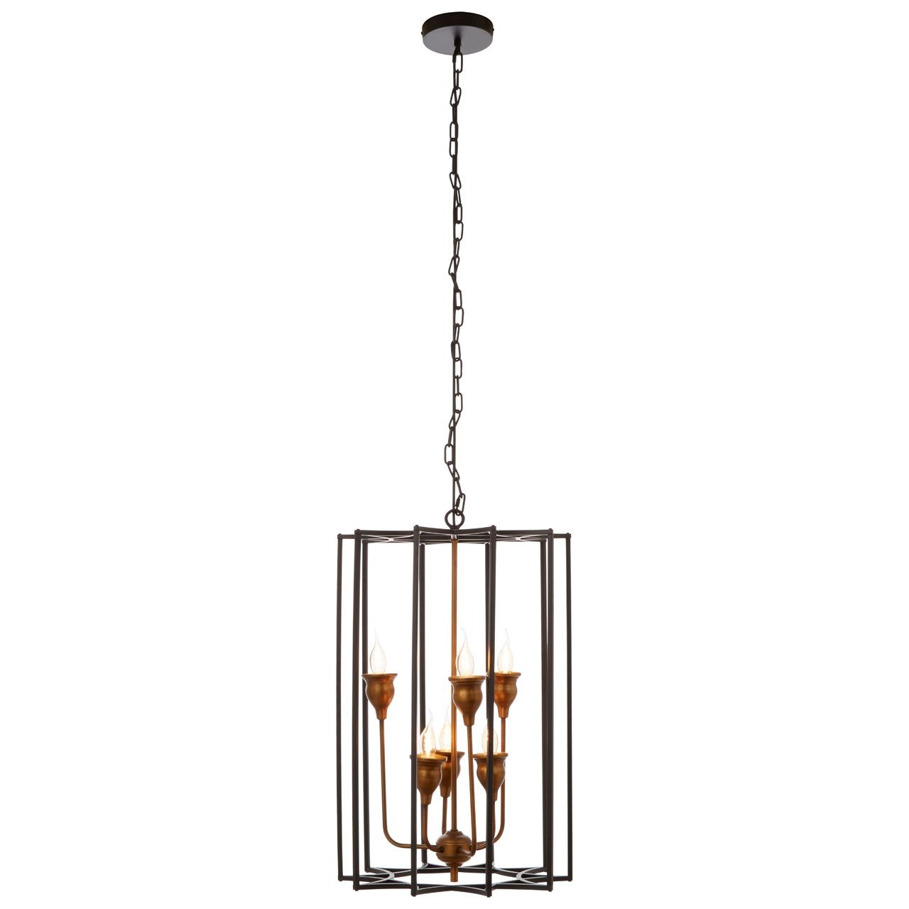 Allas 6 Glass Shades Ceiling Pendant Light In Matt Black And Bronze