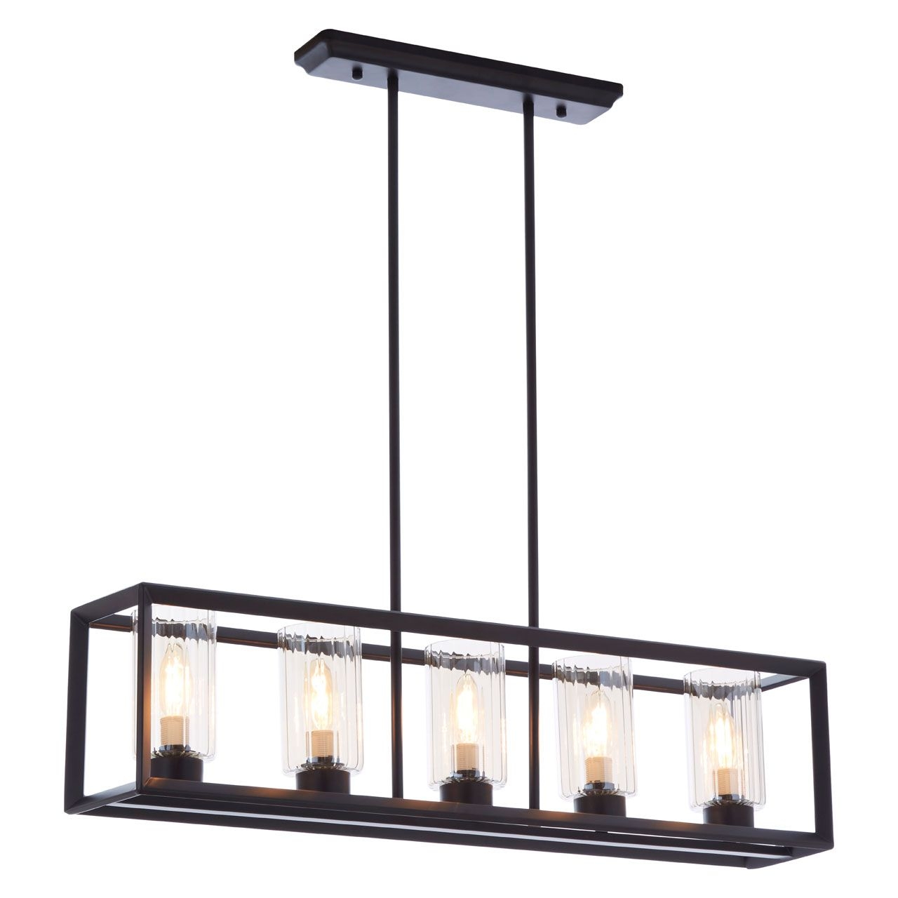 Akiko 5 Brown Glass Shades Ceiling Pendant Light In Black