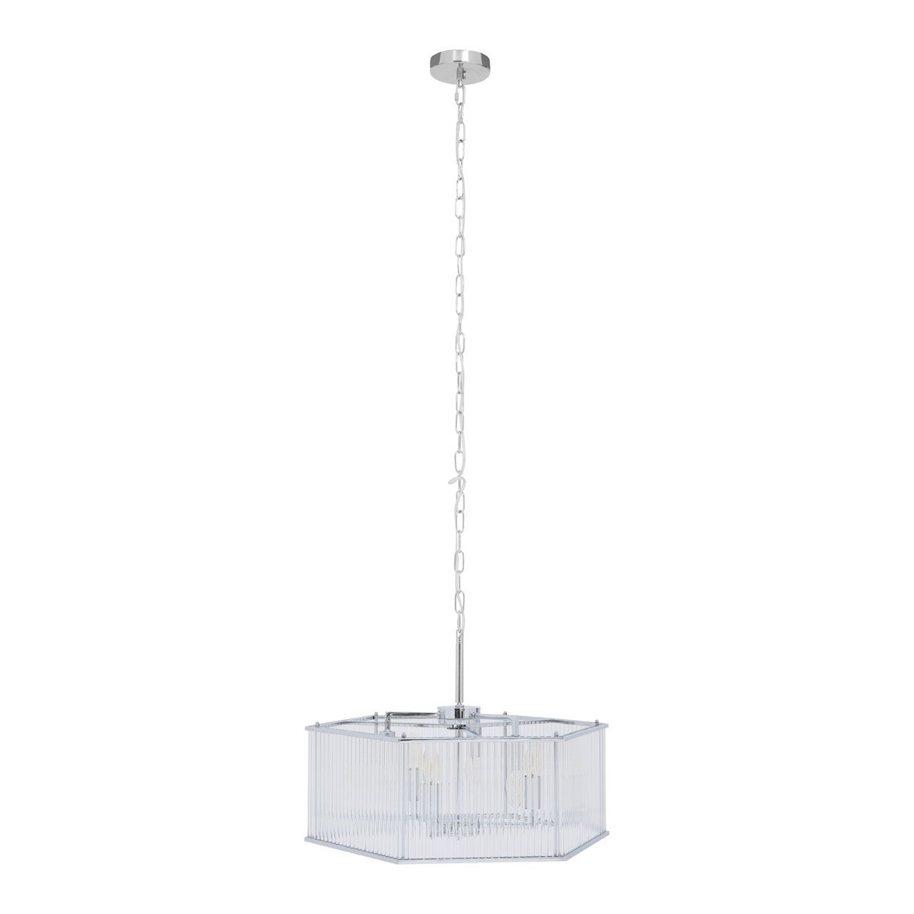 Lerci Hexagonal 6 Glass Shades Ceiling Pendant Light In Chrome