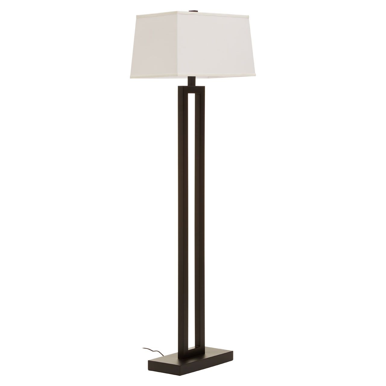 Leora White Fabric Shade Floor Lamp In Black Metal Cut Out Stand