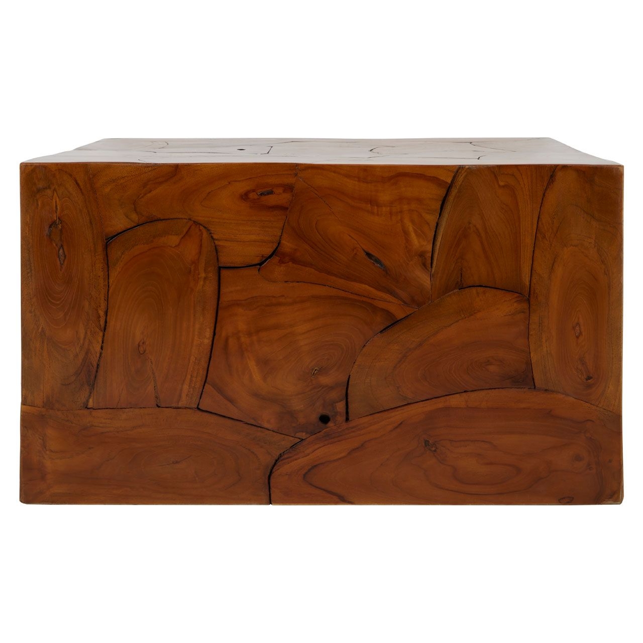 Surak Teak Wood Cube Coffee Table In Brown