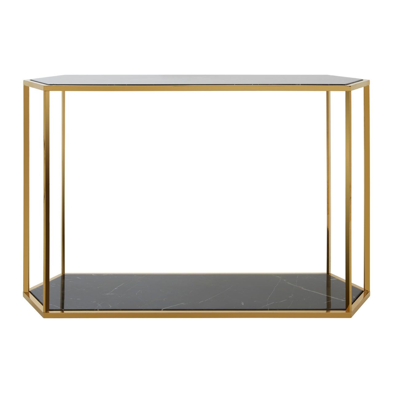 Piermount Marble Console Table In Black High Gloss