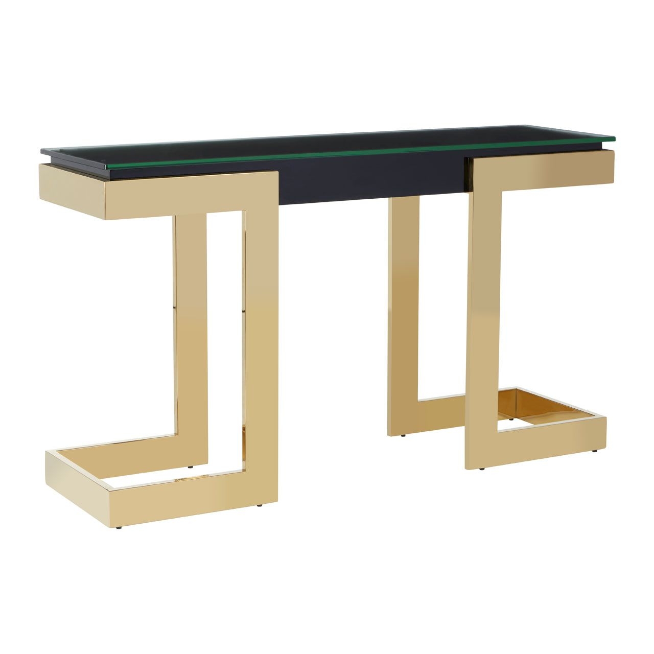 Deana Clear Glass Console Table With Gold Stainless Steel Base