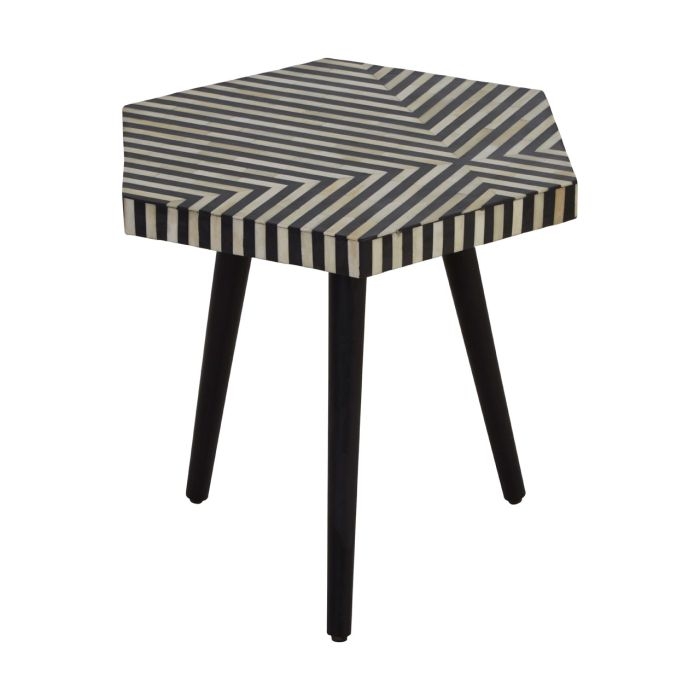 Baird Hexagonal Wooden Side Table In Monochromatic Effect