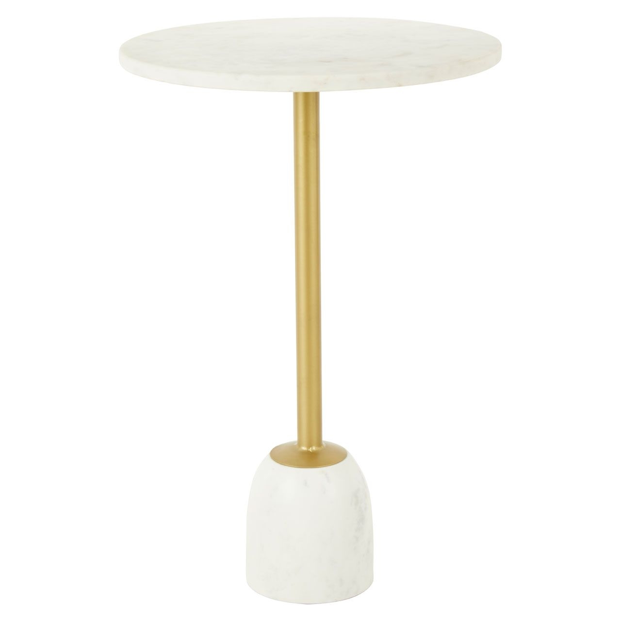 Rabia White Marble Side Table In Brass Iron Stand