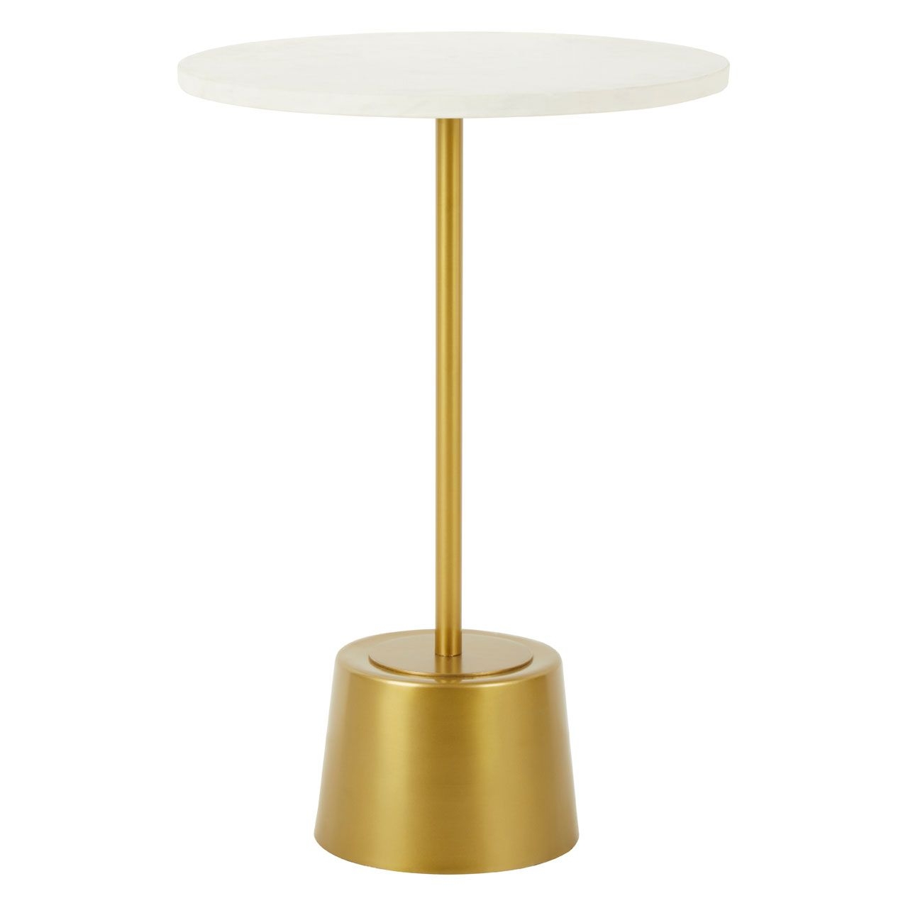 Rabia White Marble Top Side Table With Brass Base