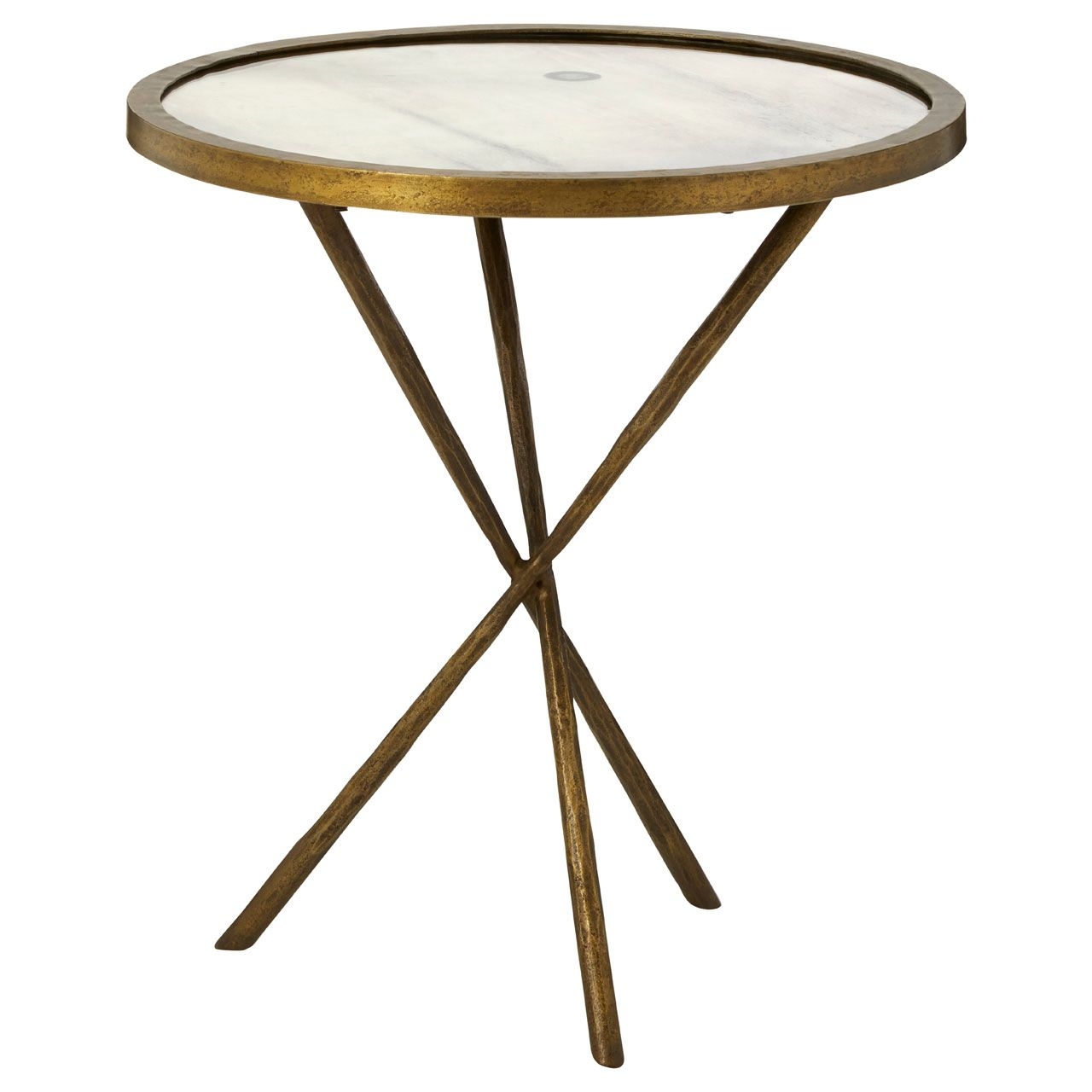 Rany Small Round Glass Side Table In Brass