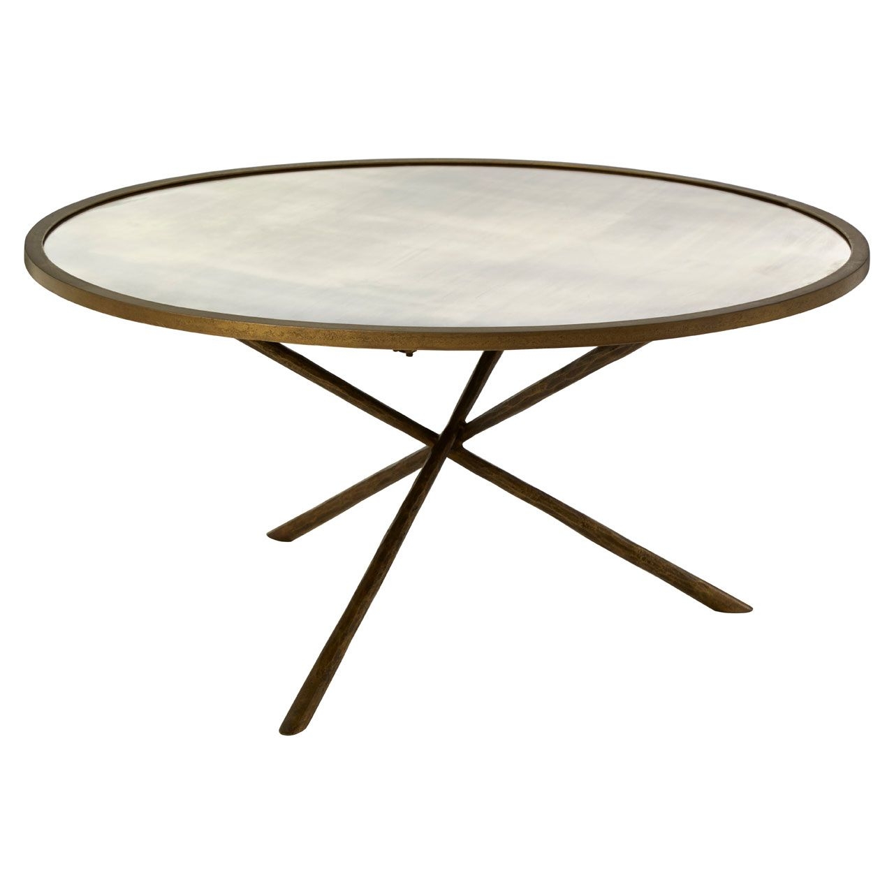 Rany Round Mirrored Glass Coffee Table In Brass