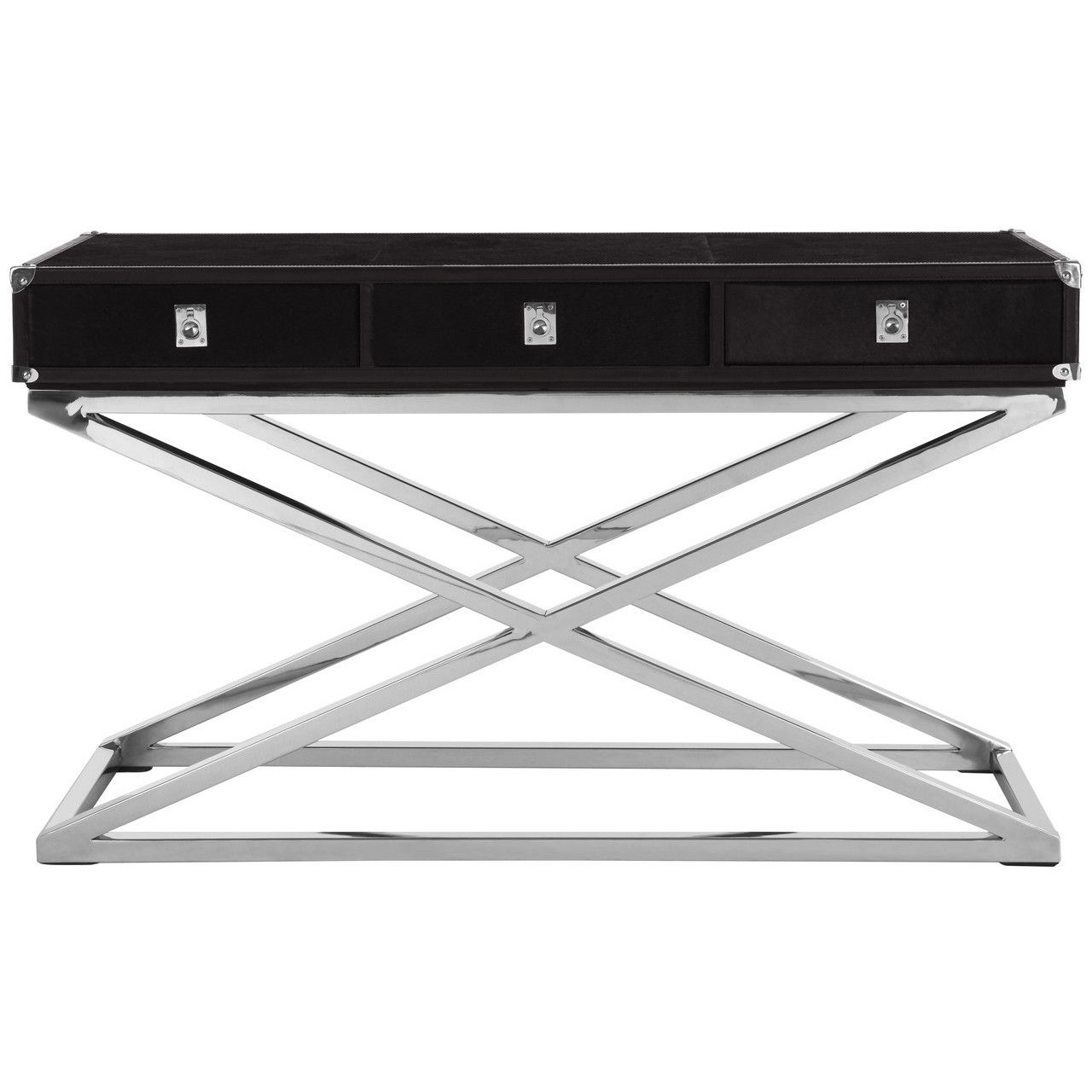 Kensington Townhouse Console Table In Black With Cross Base