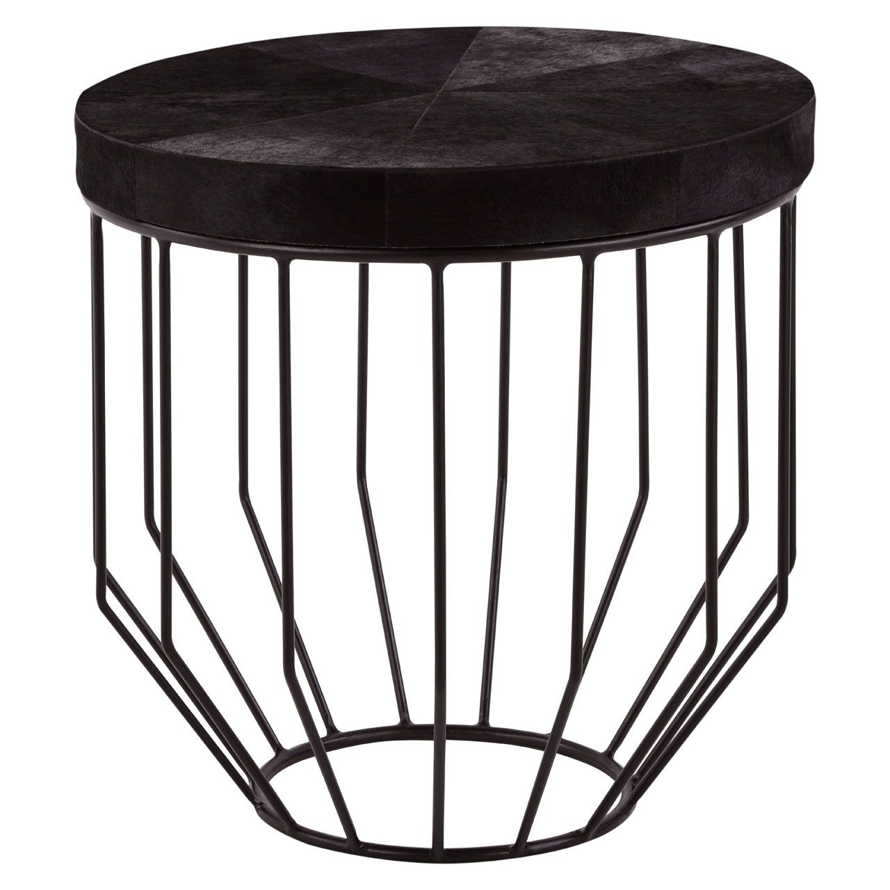 Ianto Round Wooden Side Table In Black