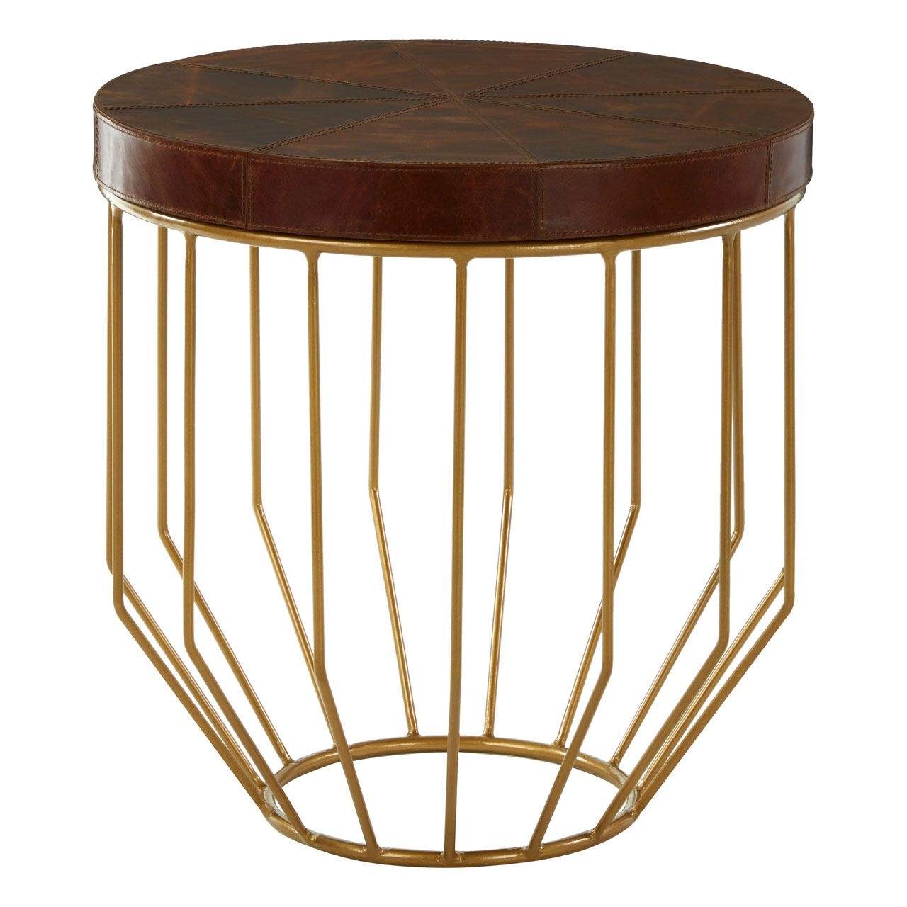 Ianto Round Wooden Side Table In Brown