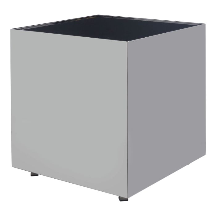 Caliana Square Glass Top Side Table In Black With Chrome Stainless Steel Base