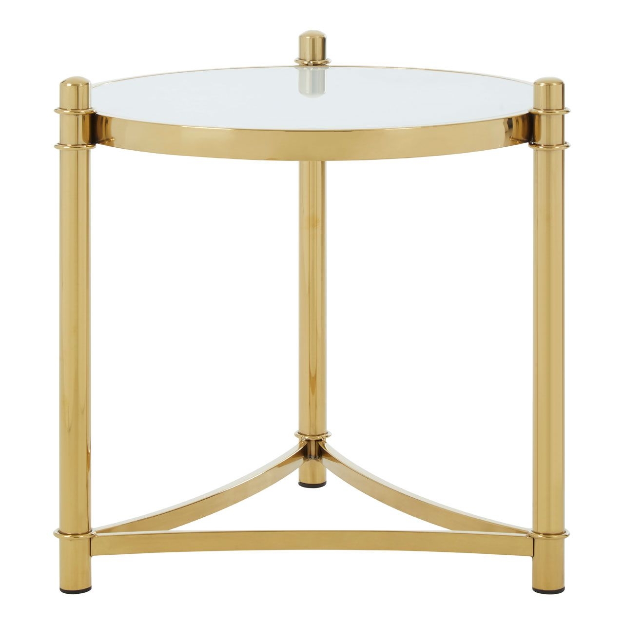 Tula White Glass Top Side Table With Gold Stainless Steel Base