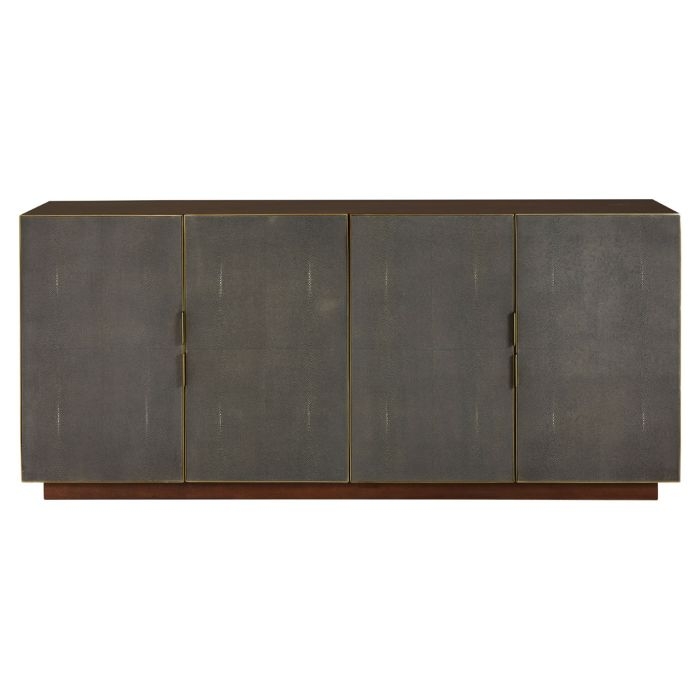 Kexby Shagreen Wooden Sideboard In Walnut With 4 Doors