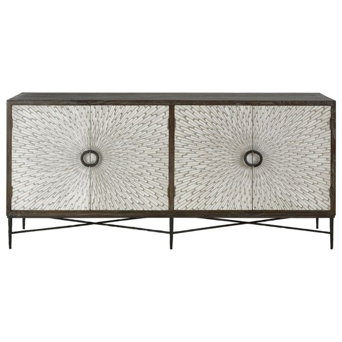 Morpeth Wooden Sideboard In Grey With 4 Doors