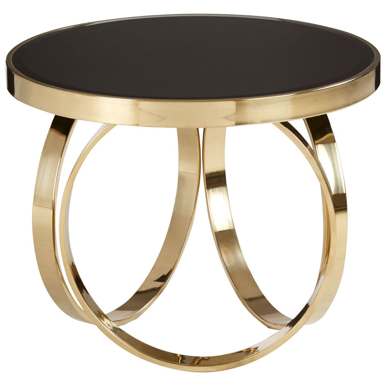 Ragusa Small Round Coffee Table In Black High Gloss With Gold Base