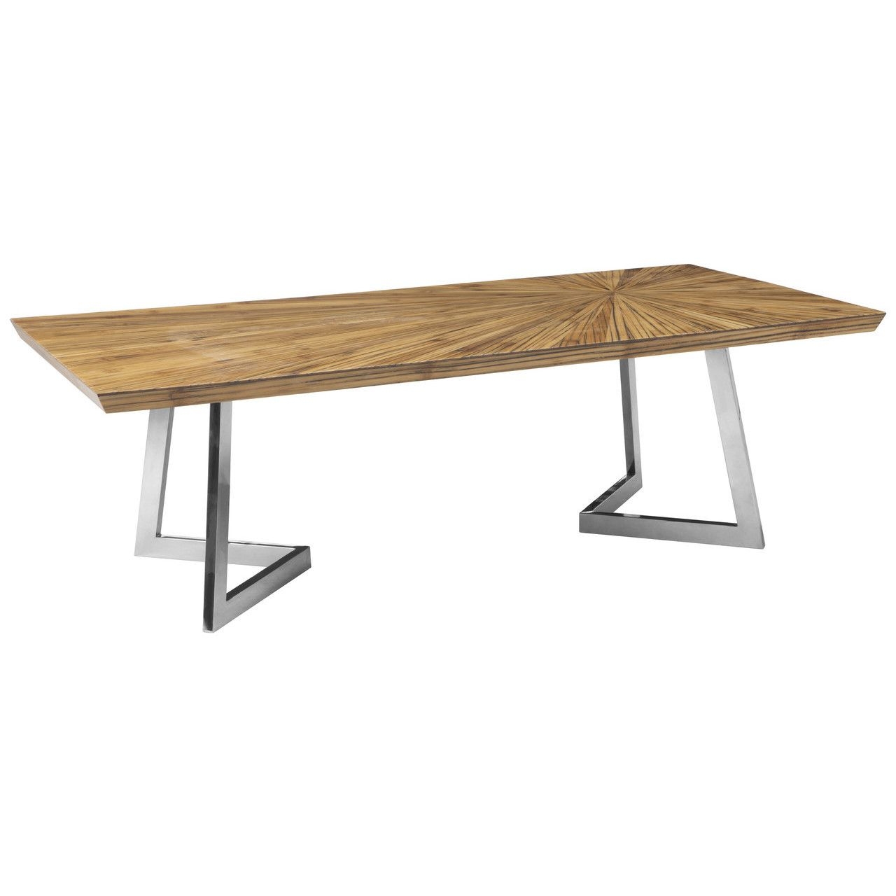 Gabar Wooden Coffee Table In Natural With Silver Legs