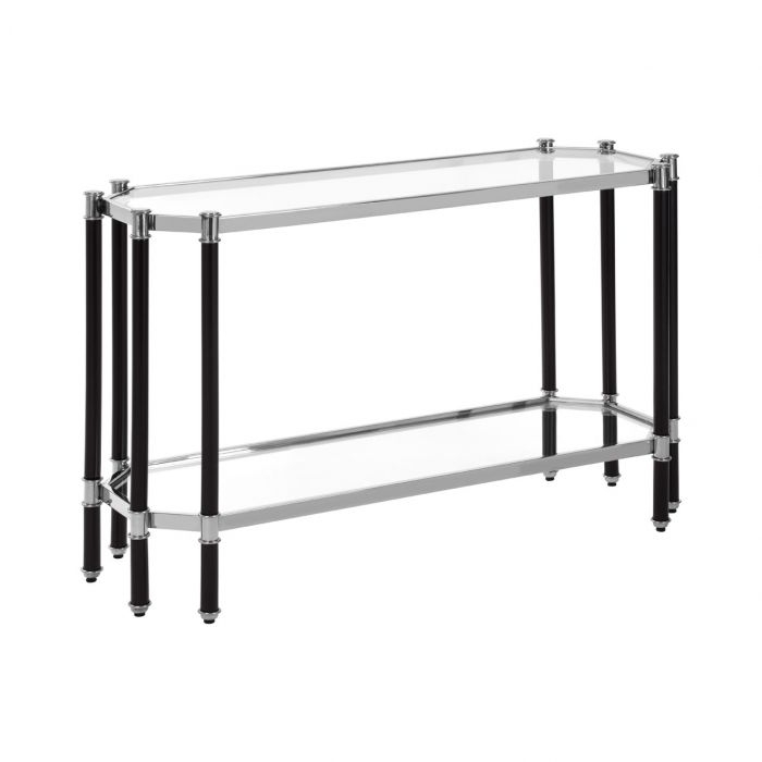 Altay Clear Glass Console Table With Silver And Chrome Legs