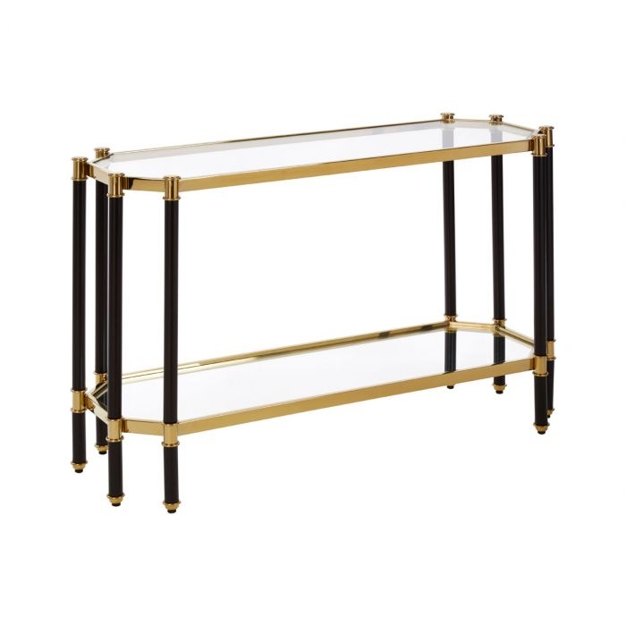 Altay Clear Glass Console Table With Champagne Frame