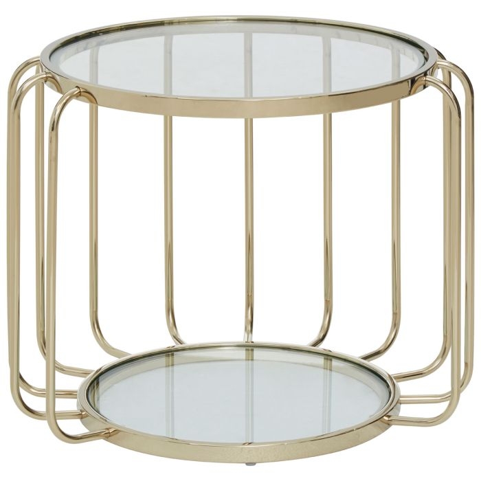 Orton Clear Glass Side Table With Gold Stainless Steel Frame