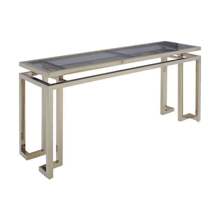 Orton Glass Top Console Table With Gold Stainless Steel Legs