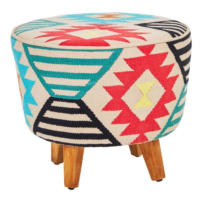 Clutton Fabric Upholstered Footstool In Multi Colour