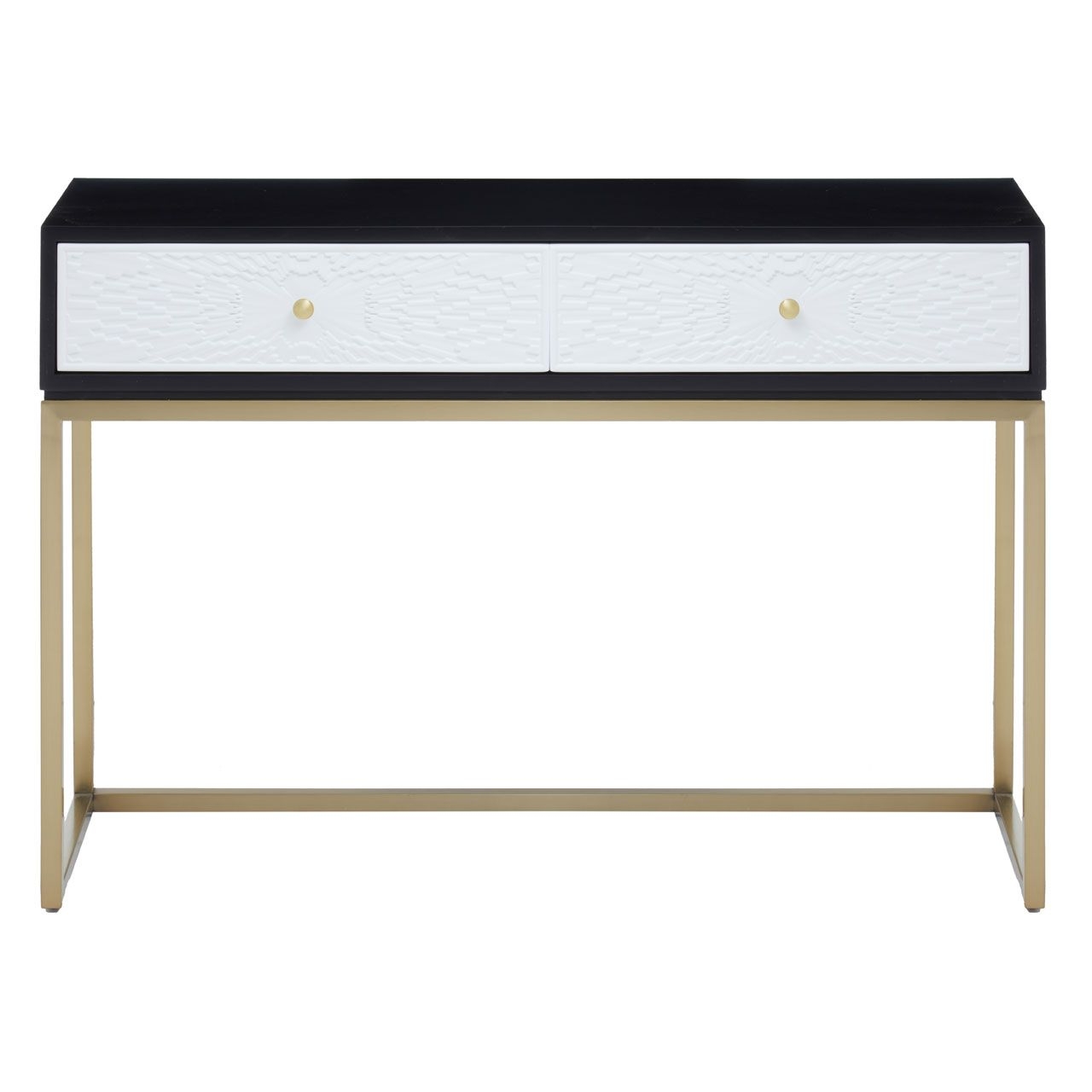 Dumas Wooden Console Table In Black And White With 2 Drawers