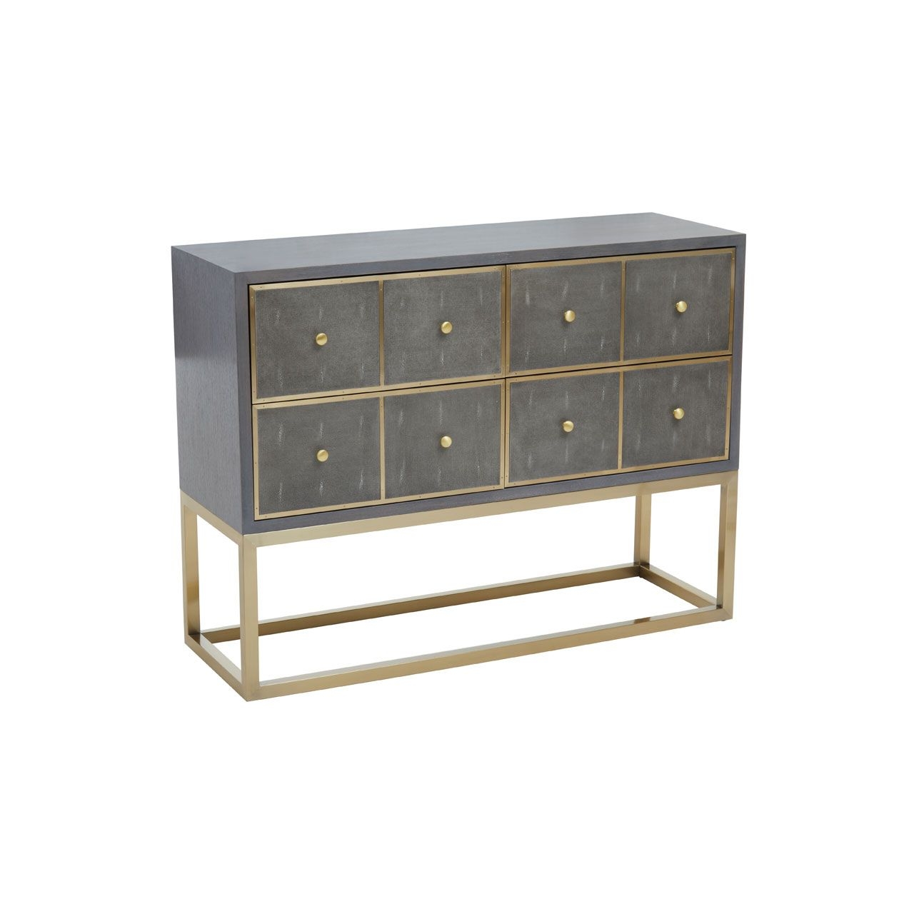 Deskey Wooden Console Table In Shagreen Effect With 4 Drawers