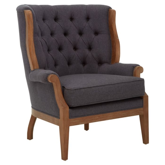 Cabra Graphite Fabric Upholstered Armchair With Straight Legs