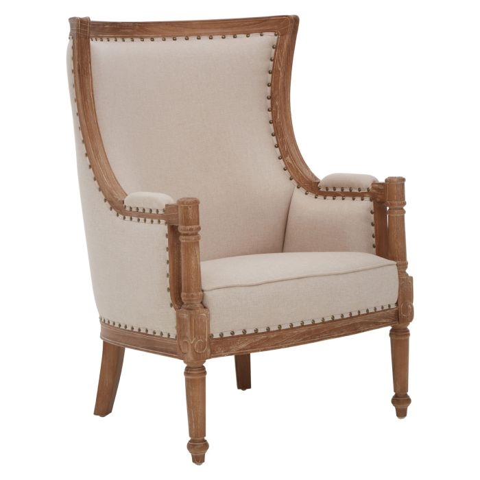 Cabra Cream Fabric Upholstered Armchair With Sweeping Arms