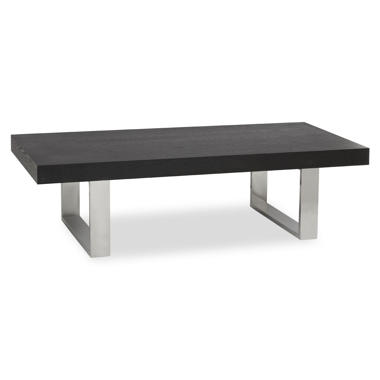 Ulmus Wooden Coffee Table In Black With Stainless Steel Base