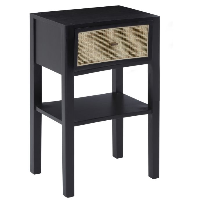 Caelus Rattan Bedside Table With 1 Drawer In Black