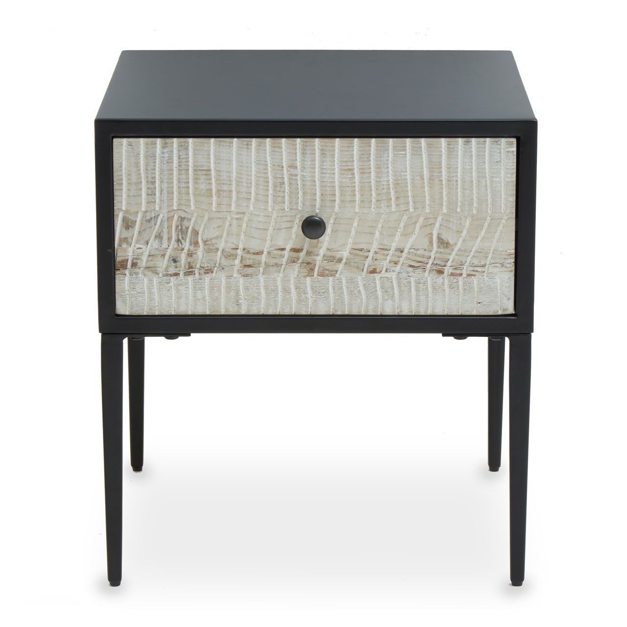 Luxor Wooden Side Table In Grey With Black Metal Frame