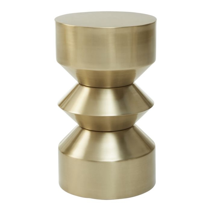 Cadfan Round Sculptured Metal Side Table In Gold