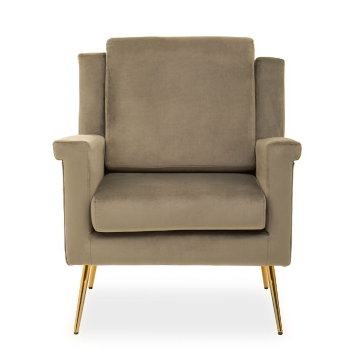 Salma Velvet Upholstered Armchair In Mink