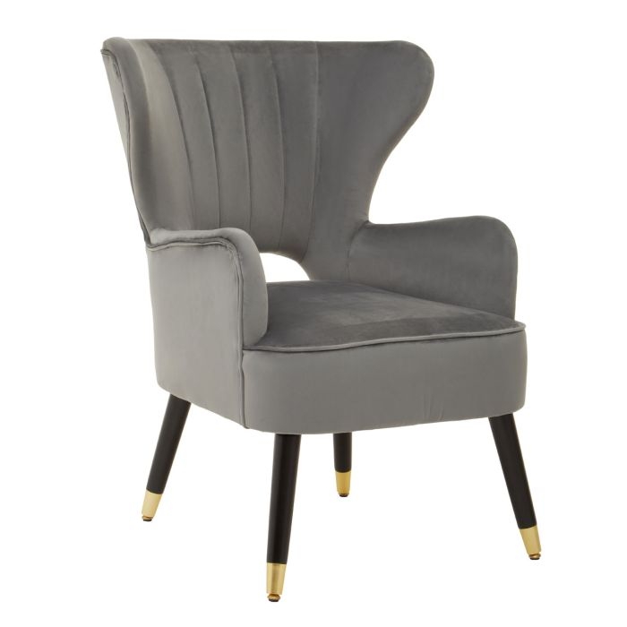 Sloan Velvet Upholstered Armchair In Grey