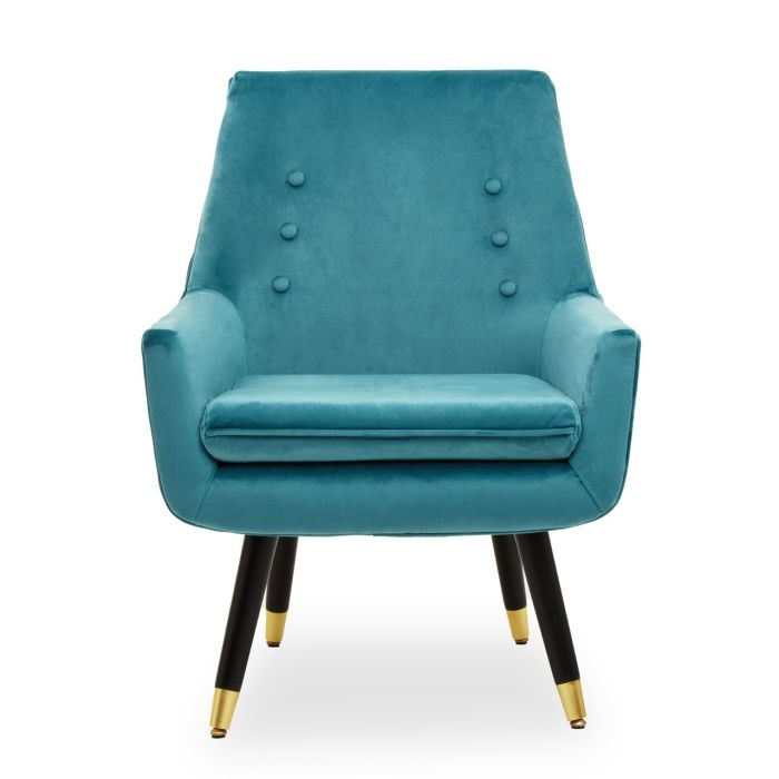 Sara Velvet Upholstered Armchair In Green