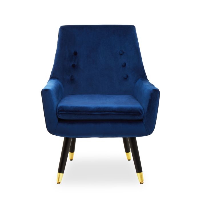 Sara Velvet Upholstered Armchair In Midnight Blue