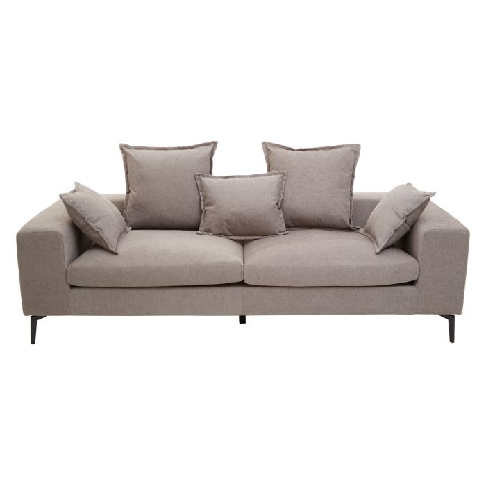 Alderminster Fabric 3 Seater Sofa With Cushions In Grey With Black Metal Legs