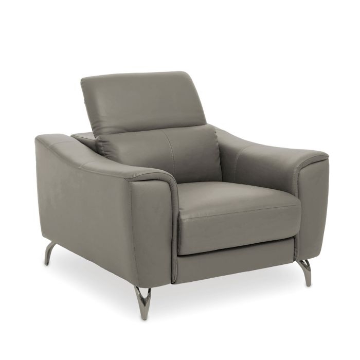 Padua Faux Leather Armchair In Grey