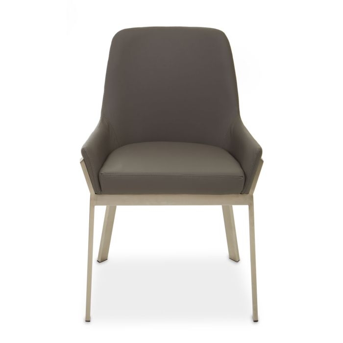 Gilden Fabric Upholstered Dining Chair In Grey With Flared Arms