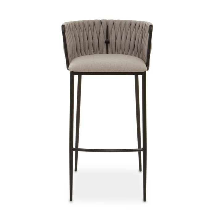 Gilden Fabric Upholstered Bar Chair In Grey With Woven Back