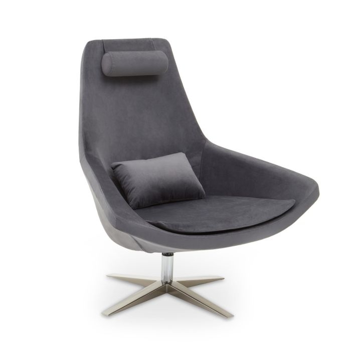 Kalo Velvet Upholstered Armchair In Grey