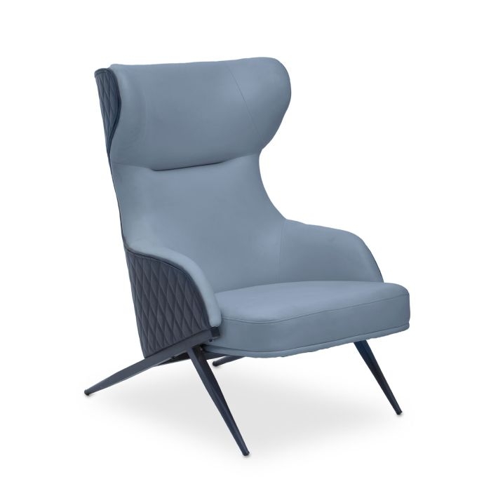 Kiev Wingback Faux Leather Armchair In Grey With Tapered Legs