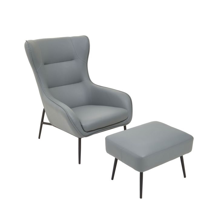 Kaiko Faux Leather Armchair And Footstool In Grey