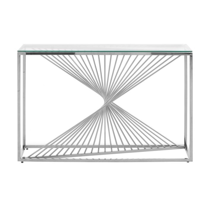 Ashburton Rectangular Clear Glass Console Table With Silver Metal Base