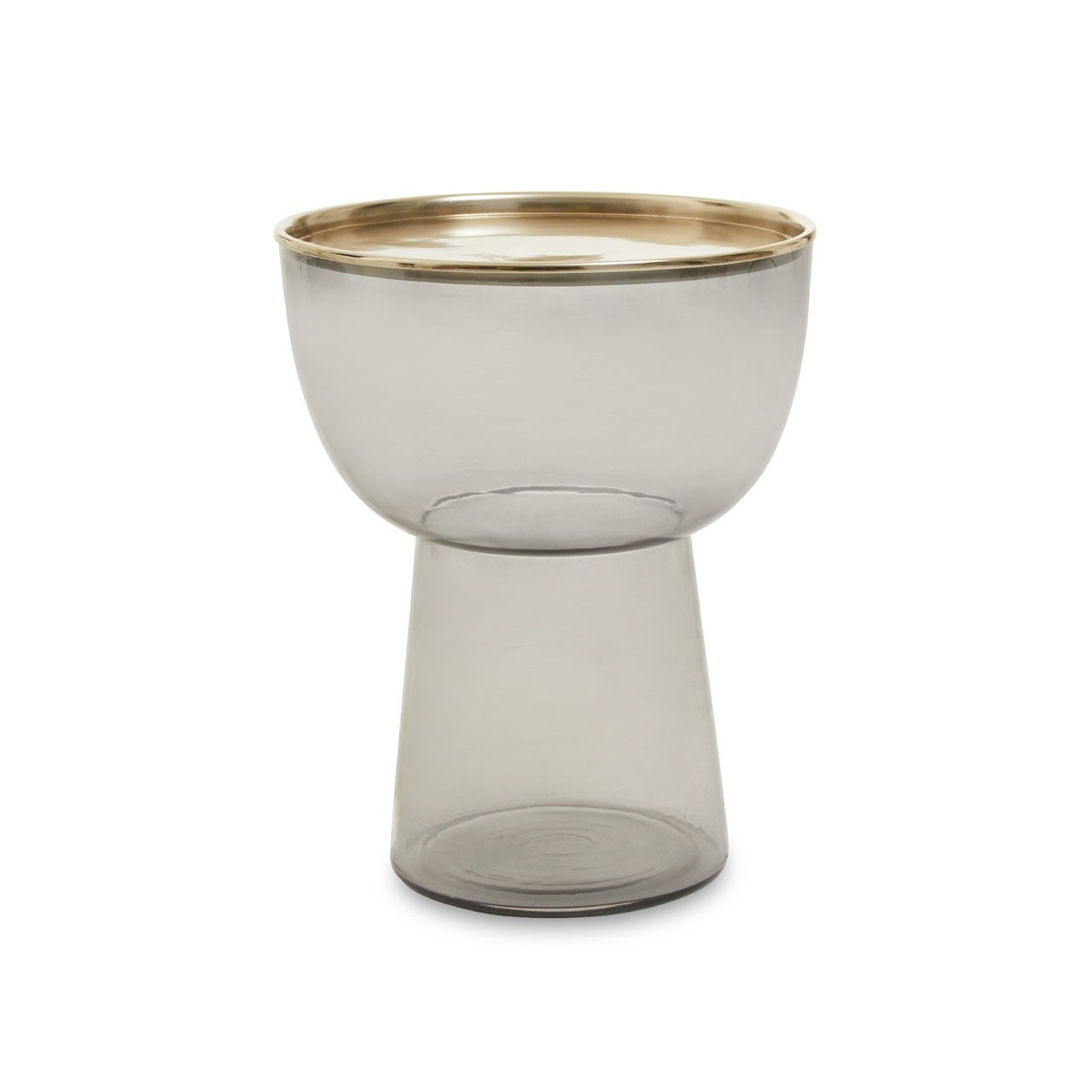 Martini Round Glass Side Table In Smoked Grey